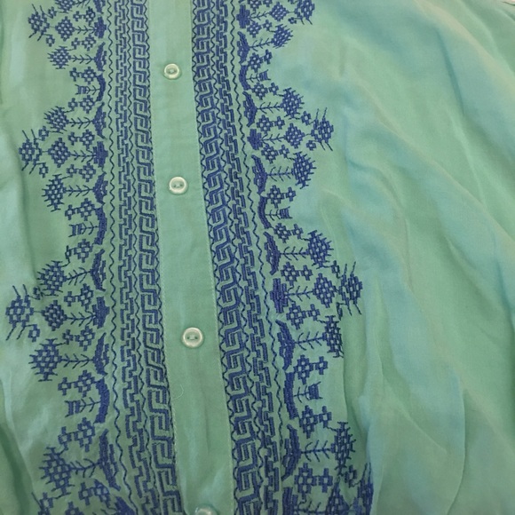 Kirra Turquoise Green Embroidered Crop - Picture 6 of 7